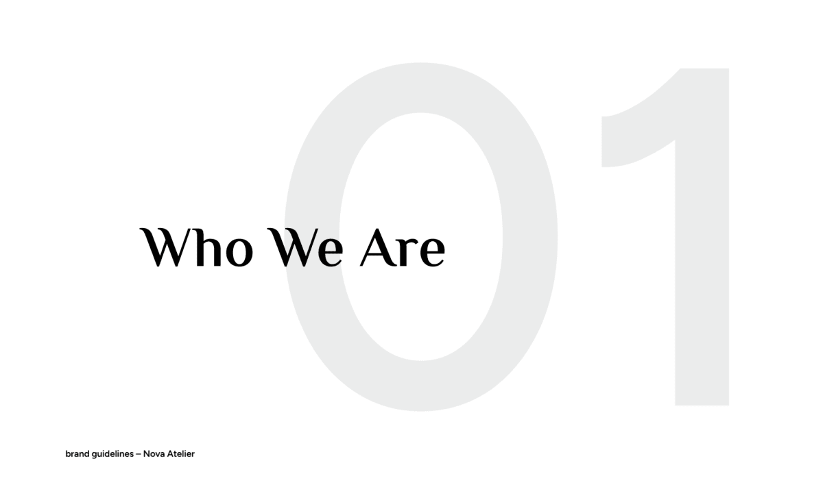 Nova Atelier Brand Identity Guidelines — page 3 of 38