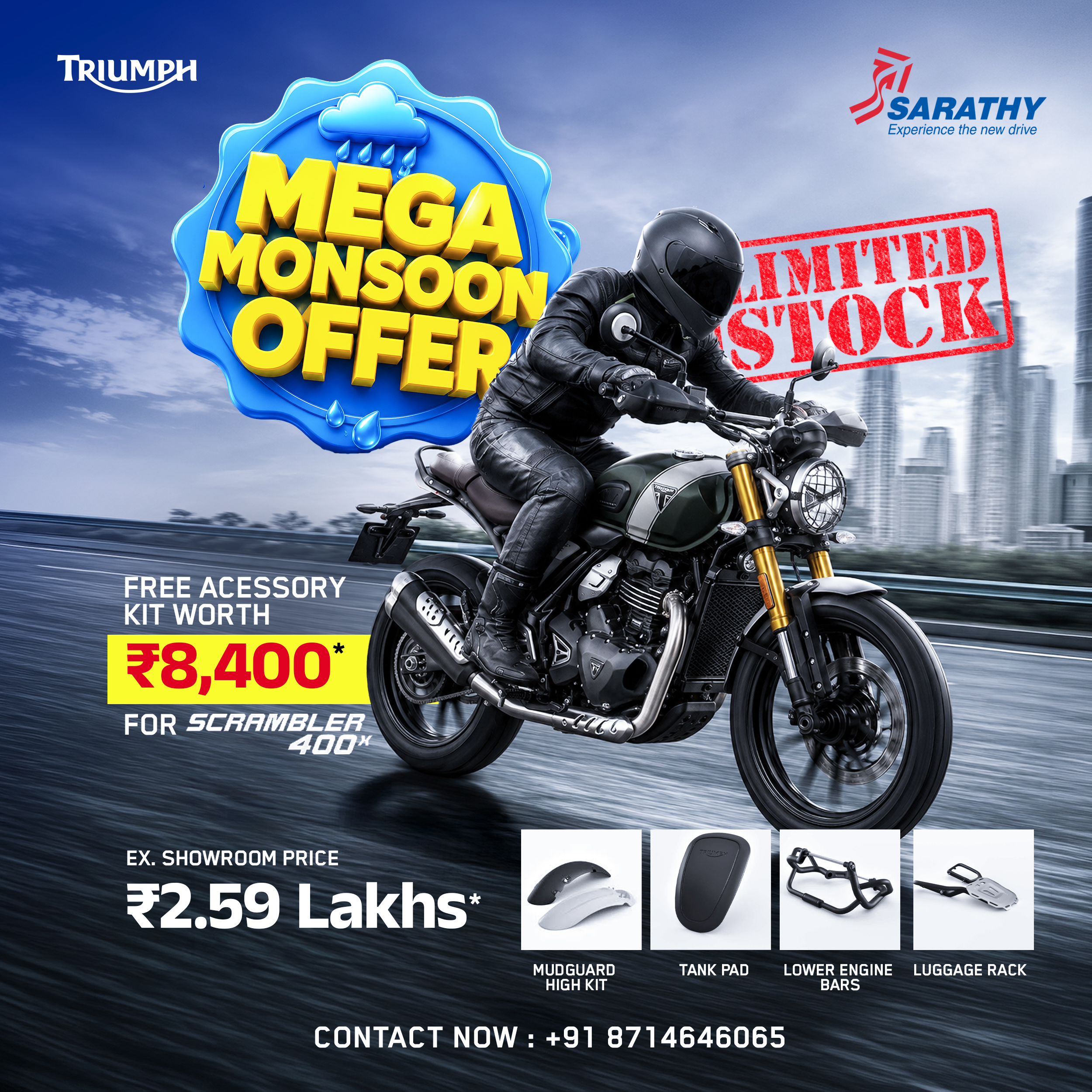 Triumph Monsoon Offer Poster Design — Meta Ad Design by Mr. Malayali